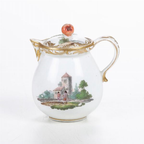 Cremiera con coperchio.<BR>Vienna, metà del XVIII secolo.  - Asta Maioliche e Porcellane - Associazione Nazionale - Case d'Asta italiane