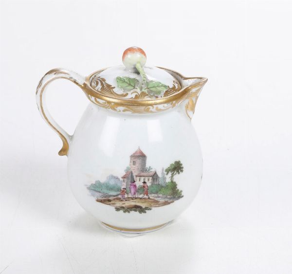 Cremiera con coperchio.<BR>Vienna, metà del XVIII secolo.  - Asta Maioliche e Porcellane - Associazione Nazionale - Case d'Asta italiane