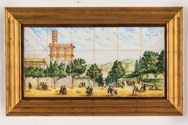 Pannello decorativo. <BR>Albisola, Dario Ravano (1876-1961), verso la metà del XX secolo.  - Asta Maioliche e Porcellane - Associazione Nazionale - Case d'Asta italiane