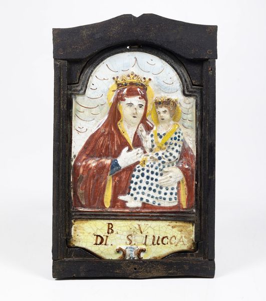 Targa con beata Vergine di S. Lucca di Bologna.<BR>Bologna o Imola, XIX secolo.  - Asta Maioliche e Porcellane - Associazione Nazionale - Case d'Asta italiane