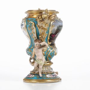 Vaso <BR>Parigi, Manifattura di Jacob Petit, 1850 circa.  - Asta Maioliche e Porcellane - Associazione Nazionale - Case d'Asta italiane