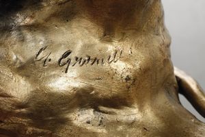 Scultura con elefante ed elefantino.<BR>Napoli, Giuseppe Granello per la Manifattura Cacciapuoti, anni ‘20 del Novecento.  - Asta Maioliche e Porcellane - Associazione Nazionale - Case d'Asta italiane