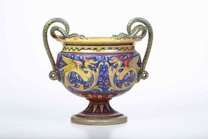 Vaso. <BR>Gualdo Tadino, Manifattura Ruboli, 1930 circa.  - Asta Maioliche e Porcellane - Associazione Nazionale - Case d'Asta italiane