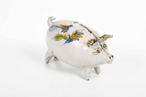 Maialino porta aceto.<BR>Italia centrale, XIX o XX secolo.  - Asta Maioliche e Porcellane - Associazione Nazionale - Case d'Asta italiane