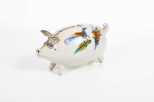 Maialino porta aceto.<BR>Italia centrale, XIX o XX secolo.  - Asta Maioliche e Porcellane - Associazione Nazionale - Case d'Asta italiane