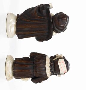 Coppia di figurine caricaturali.<BR>Doccia, Manifattura Ginori, seconda metà del XIX secolo.  - Asta Maioliche e Porcellane - Associazione Nazionale - Case d'Asta italiane