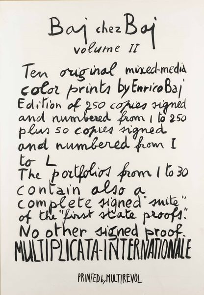 ENRICO BAJ : Baj Chez Baj - Volume Two  - Asta Prints & Multiples - Associazione Nazionale - Case d'Asta italiane