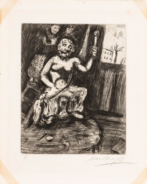 Marc Chagall : Le Statuaire et la statue de Jupiter (da Le Favole de La Fontaine)  - Asta Prints & Multiples - Associazione Nazionale - Case d'Asta italiane