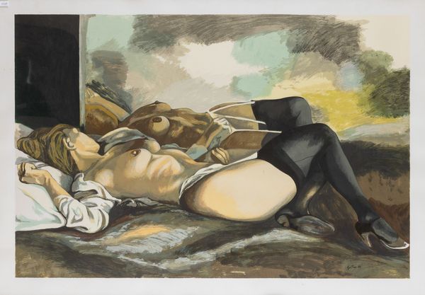 Renato Guttuso : Nudo sdraiato con calze nere  - Asta Prints & Multiples - Associazione Nazionale - Case d'Asta italiane