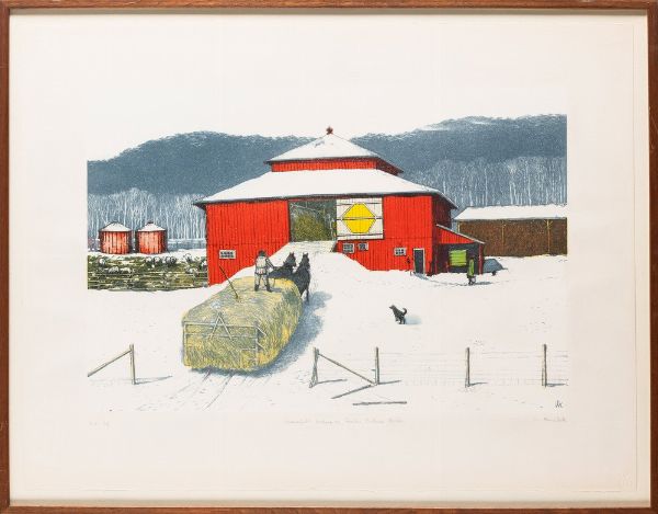 William Kurelek : Snowfall ending on Quebec-Ontario border  - Asta Prints & Multiples - Associazione Nazionale - Case d'Asta italiane