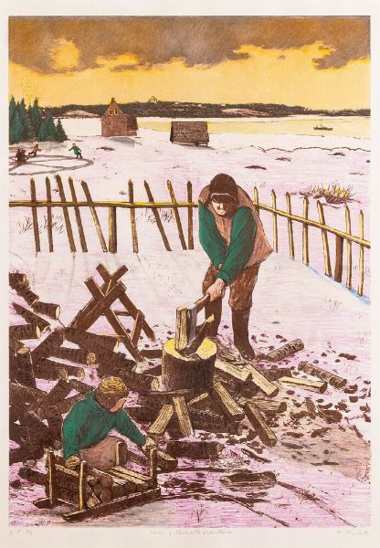 William Kurelek : Evening chore in the maritimes  - Asta Prints & Multiples - Associazione Nazionale - Case d'Asta italiane