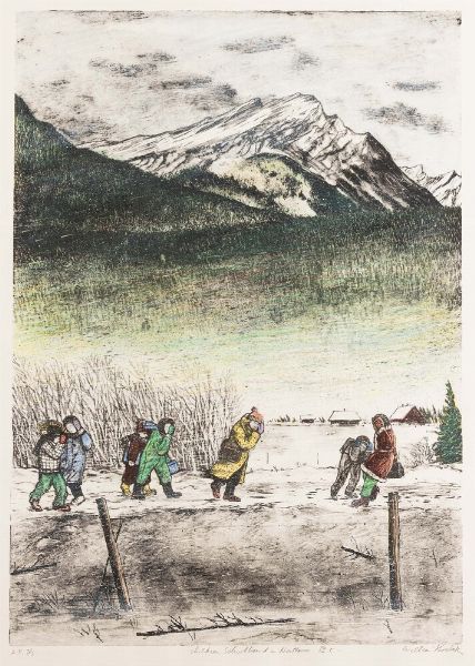 William Kurelek : Children schoolbound in northern B.C.  - Asta Prints & Multiples - Associazione Nazionale - Case d'Asta italiane