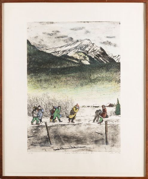 William Kurelek : Children schoolbound in northern B.C.  - Asta Prints & Multiples - Associazione Nazionale - Case d'Asta italiane