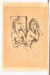 Karl Hofer : Zwei Mädchen am Fenster (Due ragazze alla finestra)  - Asta Prints & Multiples - Associazione Nazionale - Case d'Asta italiane