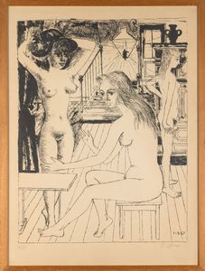 Paul Delvaux : Nudi femminili in un interno  - Asta Prints & Multiples - Associazione Nazionale - Case d'Asta italiane