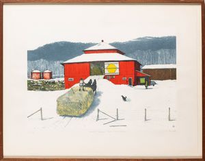 William Kurelek : Snowfall ending on Quebec-Ontario border  - Asta Prints & Multiples - Associazione Nazionale - Case d'Asta italiane