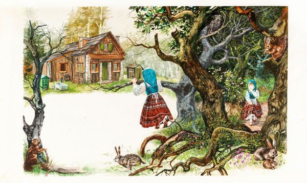 Giorgio Scarato : I tre orsi  - Asta Fairy Tales / Illustrazioni Originali - Associazione Nazionale - Case d'Asta italiane