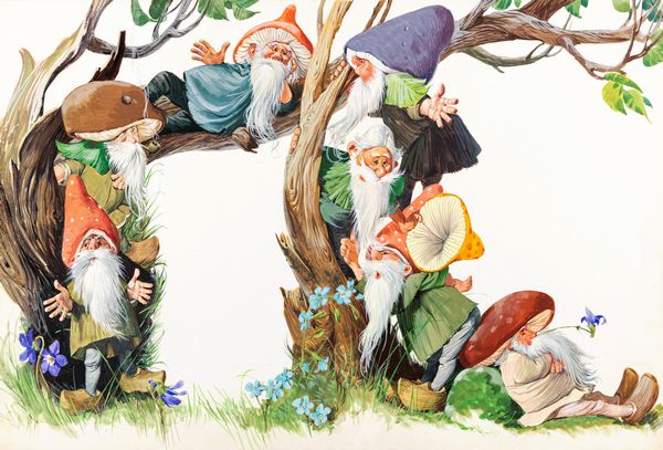 Libico Maraja : Biancaneve e i sette nani  - Asta Fairy Tales / Illustrazioni Originali - Associazione Nazionale - Case d'Asta italiane