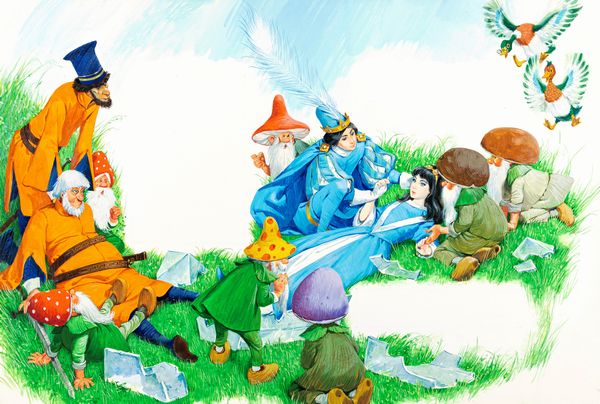 Libico Maraja : Biancaneve e i sette nani  - Asta Fairy Tales / Illustrazioni Originali - Associazione Nazionale - Case d'Asta italiane