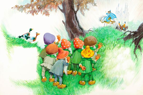 Libico Maraja : Biancaneve e i sette nani  - Asta Fairy Tales / Illustrazioni Originali - Associazione Nazionale - Case d'Asta italiane