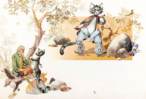 Pikka (Piero Cattaneo) : Il gatto dagli stivali  - Asta Fairy Tales / Illustrazioni Originali - Associazione Nazionale - Case d'Asta italiane