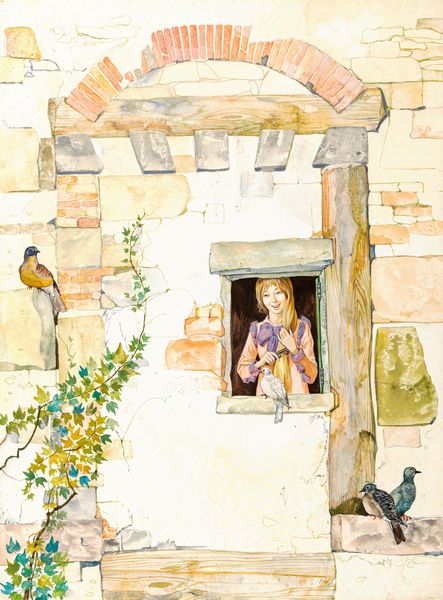 Sergio (Romano Rizzato) : Raperonzolo  - Asta Fairy Tales / Illustrazioni Originali - Associazione Nazionale - Case d'Asta italiane