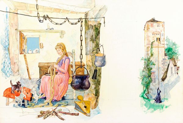 Sergio (Romano Rizzato) : Raperonzolo  - Asta Fairy Tales / Illustrazioni Originali - Associazione Nazionale - Case d'Asta italiane