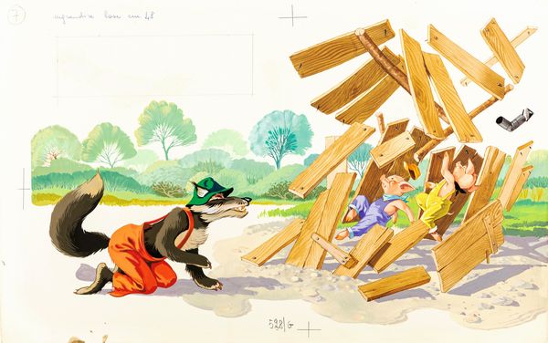 Remo Berselli : I tre porcellini  - Asta Fairy Tales / Illustrazioni Originali - Associazione Nazionale - Case d'Asta italiane