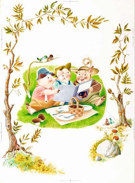 Tony Wolf (Antonio Lupatelli) : I tre porcellini  - Asta Fairy Tales / Illustrazioni Originali - Associazione Nazionale - Case d'Asta italiane