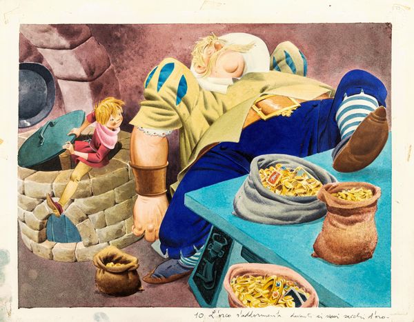 Tony Wolf (Antonio Lupatelli) : Giacomino e il fagiolo  - Asta Fairy Tales / Illustrazioni Originali - Associazione Nazionale - Case d'Asta italiane