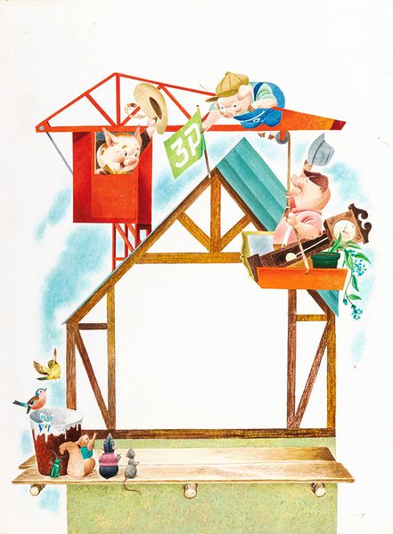 Tony Wolf (Antonio Lupatelli) : I tre porcellini  - Asta Fairy Tales / Illustrazioni Originali - Associazione Nazionale - Case d'Asta italiane