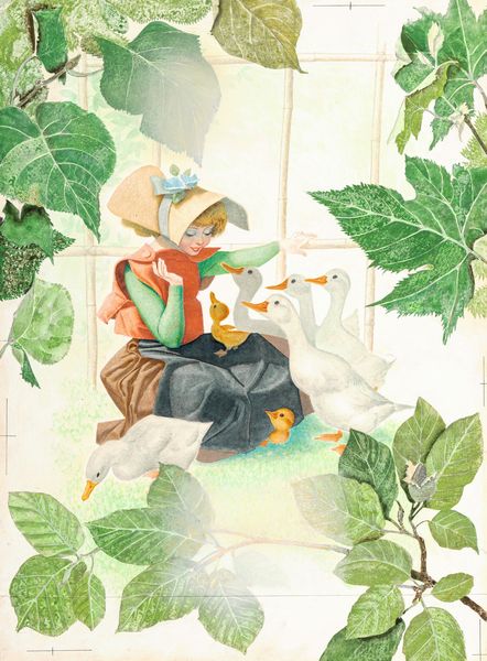 Ugo Fontana : La piccola guardiana d'oche  - Asta Fairy Tales / Illustrazioni Originali - Associazione Nazionale - Case d'Asta italiane