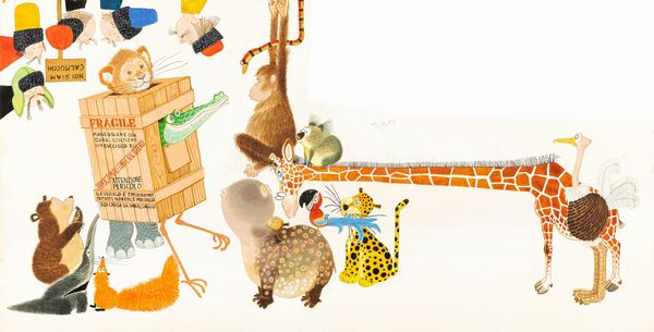 Gianni Benvenuti : Ippocamaleonfenicottero, uno per tutti tutti per uno  - Asta Fairy Tales / Illustrazioni Originali - Associazione Nazionale - Case d'Asta italiane