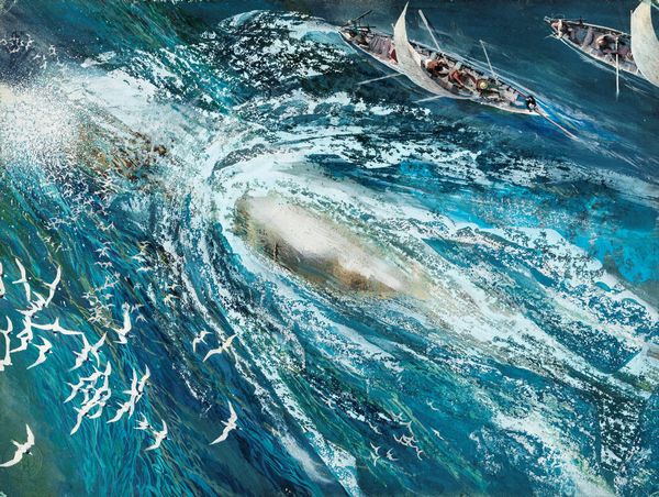 Riga, Diego e Dale (Giorgio De Gaspari) : Moby Dick  - Asta Fairy Tales / Illustrazioni Originali - Associazione Nazionale - Case d'Asta italiane