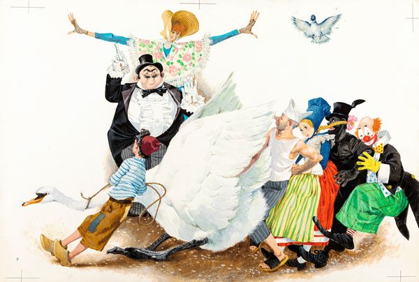 Libico Maraja : Cigno, appiccica!  - Asta Fairy Tales / Illustrazioni Originali - Associazione Nazionale - Case d'Asta italiane