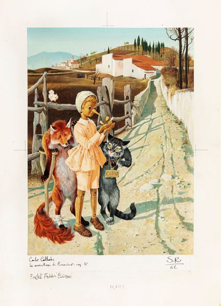 Sergio (Romano Rizzato) : Le avventure di Pinocchio  - Asta Fairy Tales / Illustrazioni Originali - Associazione Nazionale - Case d'Asta italiane