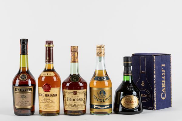FRANCIA : Selezione Cognac e Brandy (5 BT)  - Asta Vini e Distillati - Associazione Nazionale - Case d'Asta italiane