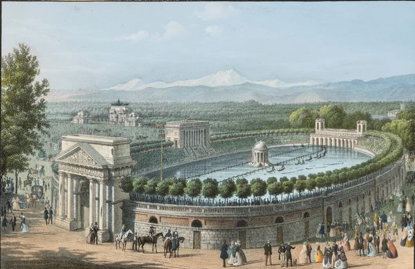 Stampa acquerellata a mano, su disegno di Federico Lose (Dresda 1776-Milano 1833), raffigurante l'Arena di Milano  - Asta Arte Figurativa tra XIX e XX Secolo - Associazione Nazionale - Case d'Asta italiane