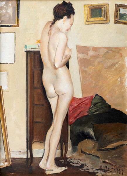 Antonio Moretti : Nudo di Letizia nella casa di Sanremo  - Asta Arte Figurativa tra XIX e XX Secolo - Associazione Nazionale - Case d'Asta italiane