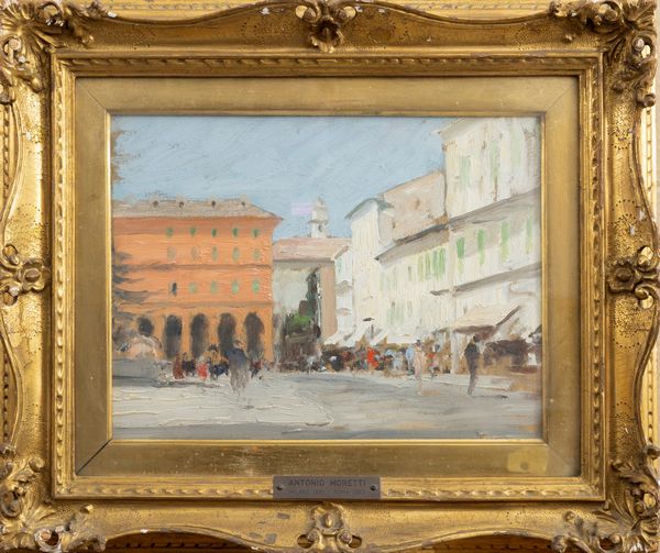 Antonio Moretti : Piazza Colombo a Sanremo  - Asta Arte Figurativa tra XIX e XX Secolo - Associazione Nazionale - Case d'Asta italiane