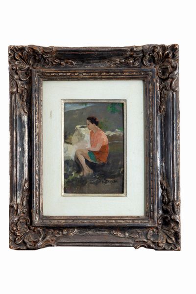 Antonio Moretti : Letizia seduta  - Asta Arte Figurativa tra XIX e XX Secolo - Associazione Nazionale - Case d'Asta italiane