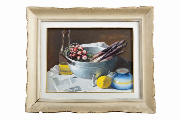 Antonio Moretti : Natura morta con asparagi e ravanelli  - Asta Arte Figurativa tra XIX e XX Secolo - Associazione Nazionale - Case d'Asta italiane