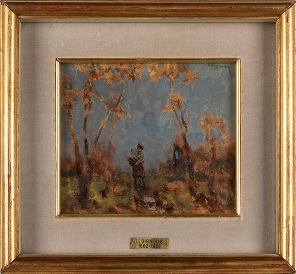Lorenzo Gignous : Lago Maggiore;  Figura nel bosco  - Asta Arte Figurativa tra XIX e XX Secolo - Associazione Nazionale - Case d'Asta italiane