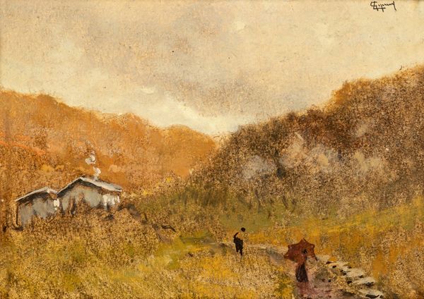 Lorenzo Gignous : Giornata di pioggia  - Asta Arte Figurativa tra XIX e XX Secolo - Associazione Nazionale - Case d'Asta italiane