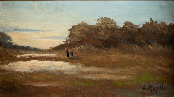 Augusto Maselli : Paesaggio con figure  - Asta Arte Figurativa tra XIX e XX Secolo - Associazione Nazionale - Case d'Asta italiane