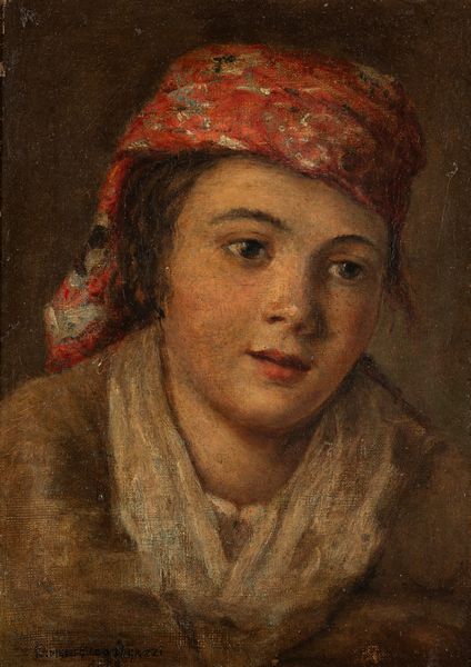Ermenegildo Agazzi : Giovane con fazzoletto rosso  - Asta Arte Figurativa tra XIX e XX Secolo - Associazione Nazionale - Case d'Asta italiane