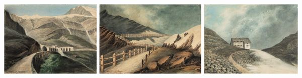 Felice Muletti : Giogo dello Stelvio; Strada del Sempione; Ospizio di Valdobbia  - Asta Arte Figurativa tra XIX e XX Secolo - Associazione Nazionale - Case d'Asta italiane