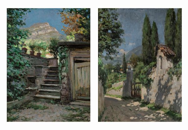 Ivan Karpoff : Campagna lombarda; Scorcio lombardo  - Asta Arte Figurativa tra XIX e XX Secolo - Associazione Nazionale - Case d'Asta italiane