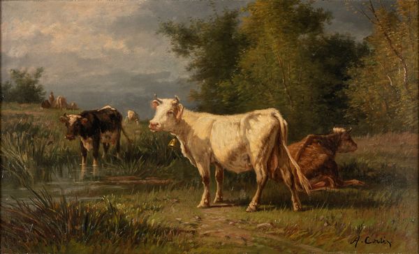 Andrés Cortés : Al pascolo  - Asta Arte Figurativa tra XIX e XX Secolo - Associazione Nazionale - Case d'Asta italiane