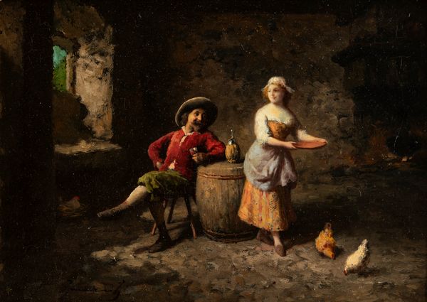 Gugliemo Innocenti : All'osteria  - Asta Arte Figurativa tra XIX e XX Secolo - Associazione Nazionale - Case d'Asta italiane